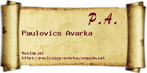 Paulovics Avarka névjegykártya